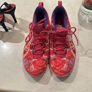 ASICS Women's Floral Running Shoes - Pink and Purple Breast Cancer Awareness